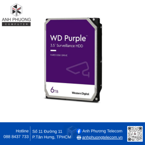 Ổ cứng camera Western Digital Purple 6TB WD64PURZ (3.5Inch/ 5640rpm/ Cache 256MB/ SATA3)