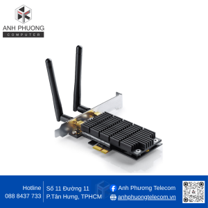 Cạc mạng không dây TP-Link PCI-E Archer T6E (Chuẩn AC/ AC1300Mbps/ 2 Ăng-ten ngoài)