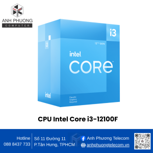 CPU Intel Core i3-12100F (3.3GHz turbo up to 4.3GHz, 4 nhân 8 luồng, 12MB Cache, 58W)-Socket Intel LGA 1700)