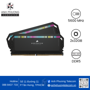 RAM desktop CORSAIR CMT64GX5M2B5600C40 (2 x 32GB) DDR5 5600MHz