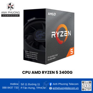 CPU AMD RYZEN 5 3400G (4 Core/8 Threads - 3.7GHz Boost to 4.2GHz - 4MB Cache - AM4)