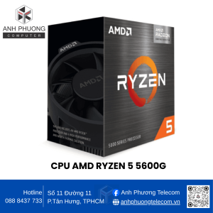 CPU AMD RYZEN 5 5600G (6 Core/12 Threads - 3.9 GHz Boost to 4.4 GHz - 3MB Cache - AM4)