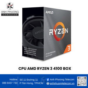 CPU AMD RYZEN 3 4100 BOX (4 Core/8 Threads - 3.8 GHz Boost to 4.0 GHz - 4MB Cache - AM4)