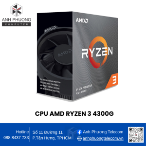 CPU AMD RYZEN 3 4300G (4 Core/8 Threads - 3.8GHz Boost to 4.0GHz - 4MB Cache - AM4)