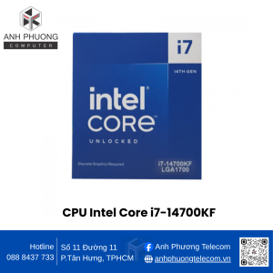 CPU Intel Core i7-14700KF (5.6Ghz, 20 nhân 28 luồng, 125W) - Socket Intel LGA 1700 RAPTOR LAKE