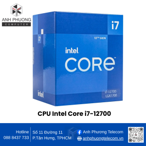 CPU Intel Core i7-12700 (3.6GHz turbo up to 4.9Ghz, 12 nhân 20 luồng, 25MB Cache, 65W) - Socket Intel LGA 1700)