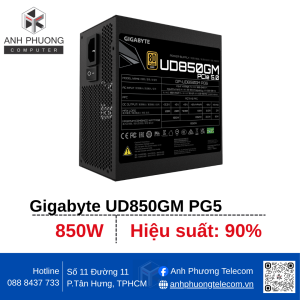 Nguồn máy tính GIGABYTE UD850GM PG5 - 80 Plus Gold - Full Modular (850W)