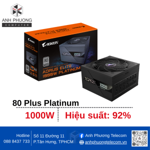 Nguồn máy tính GIGABYTE AORUS ELITE P1000W PCIe 5.0 - 80 Plus Platinum - Full Modular (1000W)