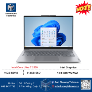 Lenovo ThinkBook 14 Gen 8 ( 21SJ0072VN ) | Xám | Core Ultra 7 255H | RAM 16GB DDR5 | 512GB SSD | 14.0 Inch WUXGA | Intel Graphics | WF+BT | Win 11 Home SL | 2Yrs